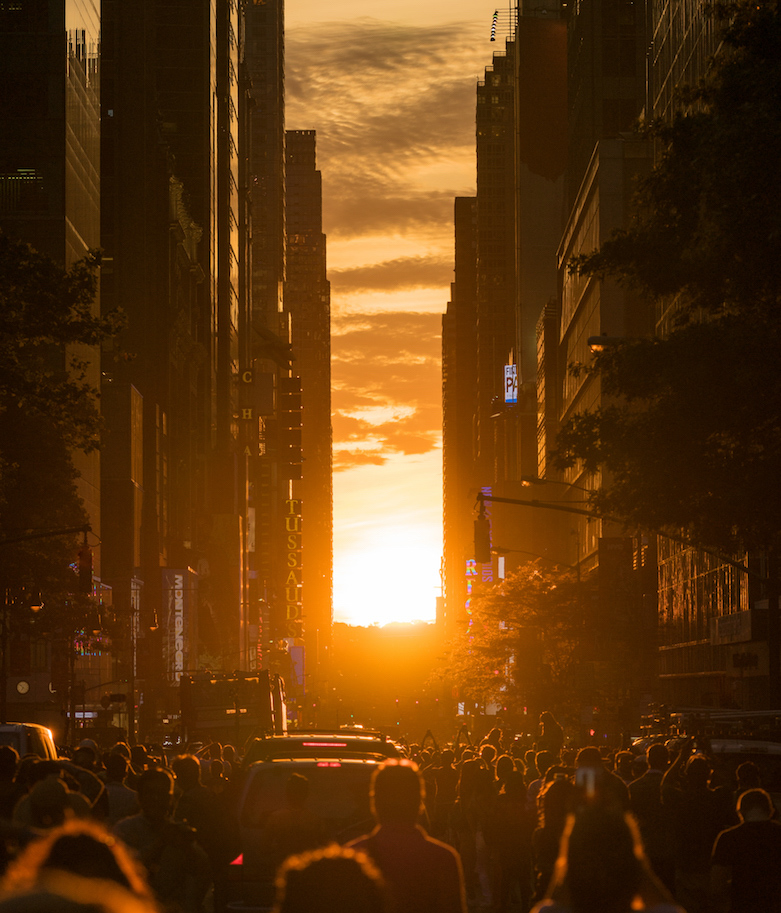 'End of the world'. Once a year, the sun aligns with the streets of Manhattan